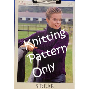 New Sirdar 5874 Salsa Ladies Turtleneck Pullover Sweater Knitting Pattern